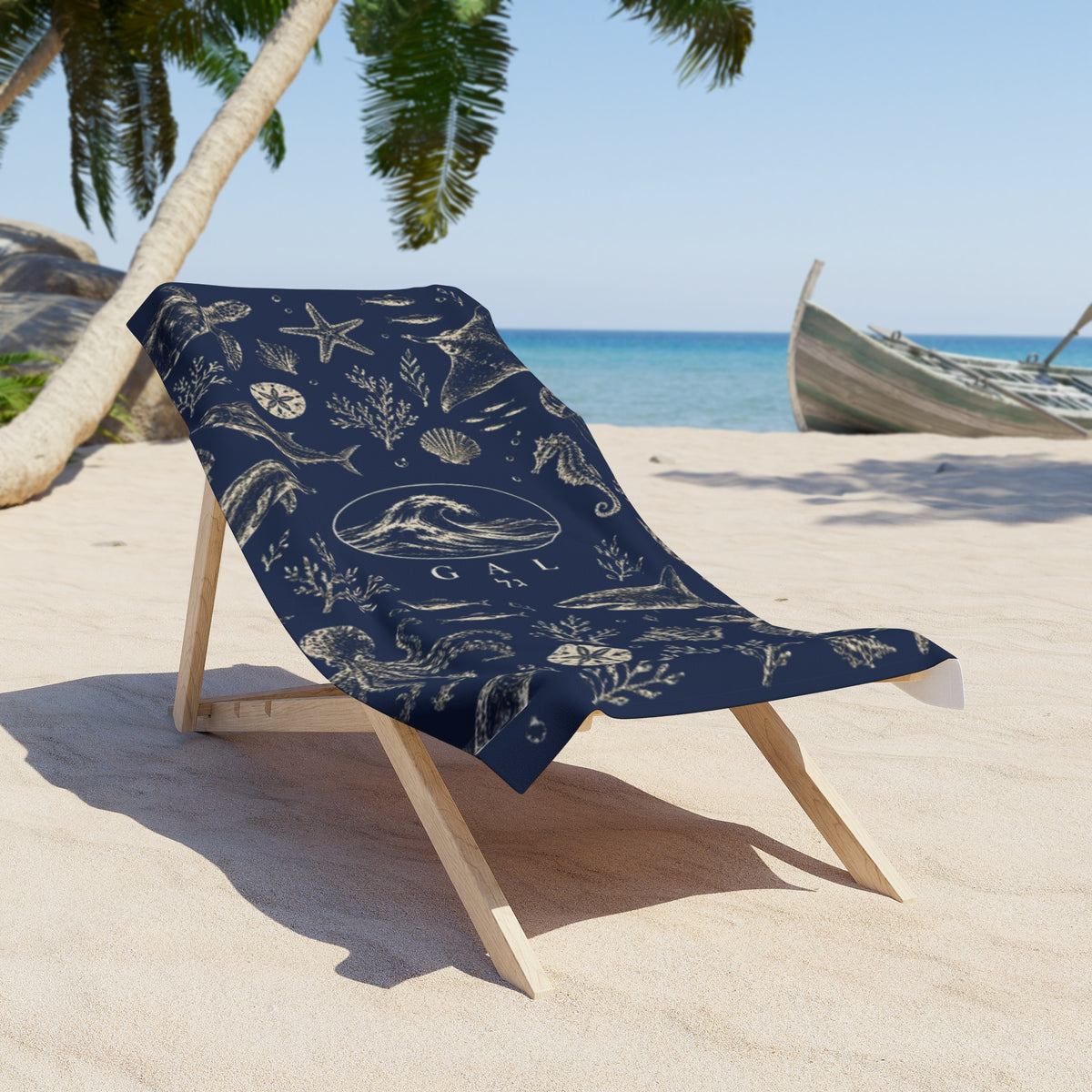 Sea Life Beach Towel | Navy